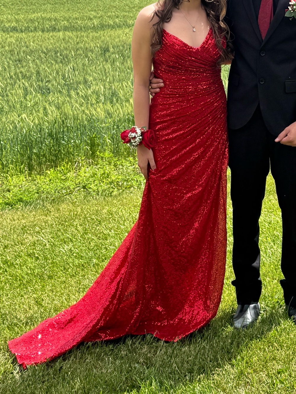 Red evening prom dress - size 2